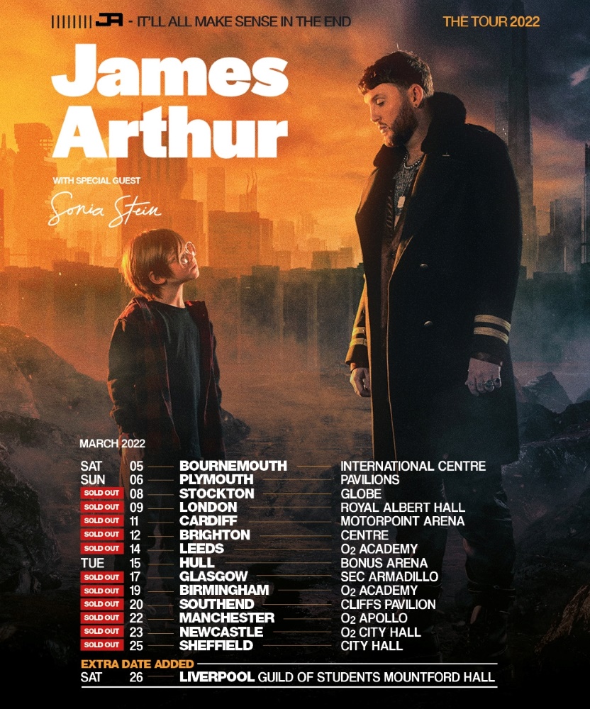 James Arthur The Tour 2022 09 March 2022 Royal Albert Hall