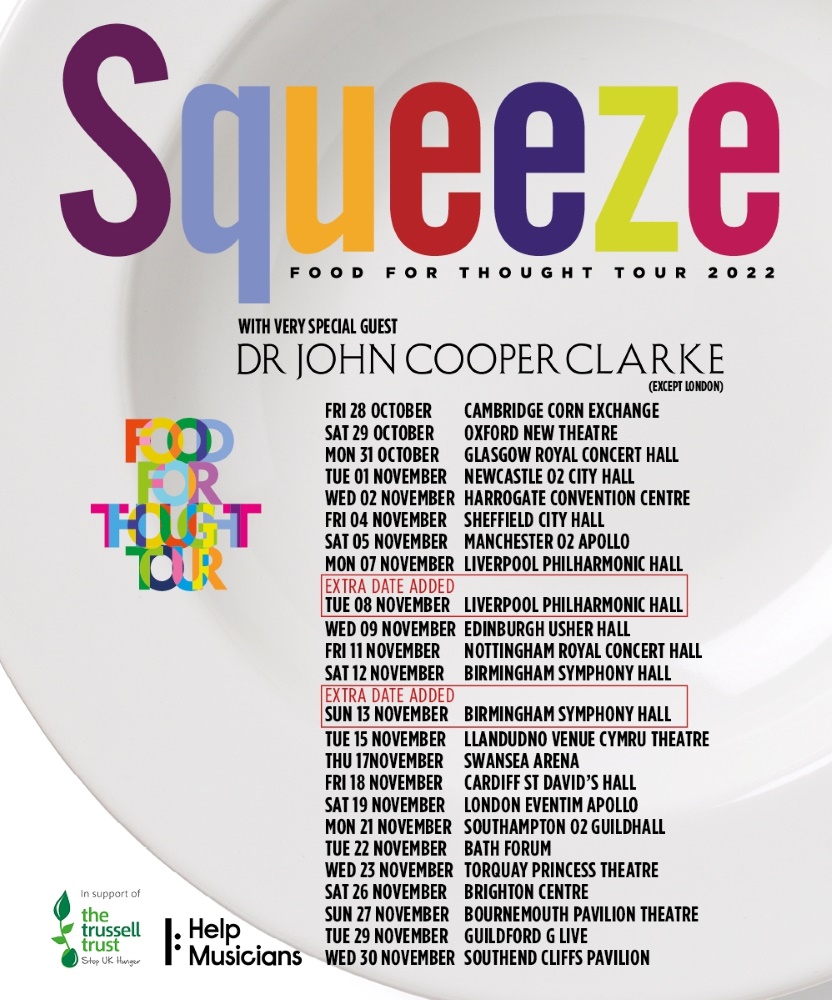 Squeeze Food For Thought Tour 2022 29 October 2022 New Theatre