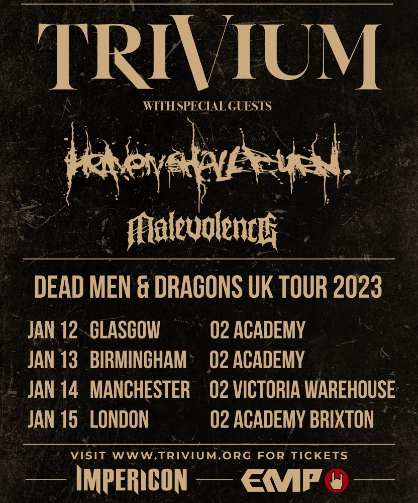 Trivium Dead Men & Dragons UK Tour 2023 15 January 2023 O2