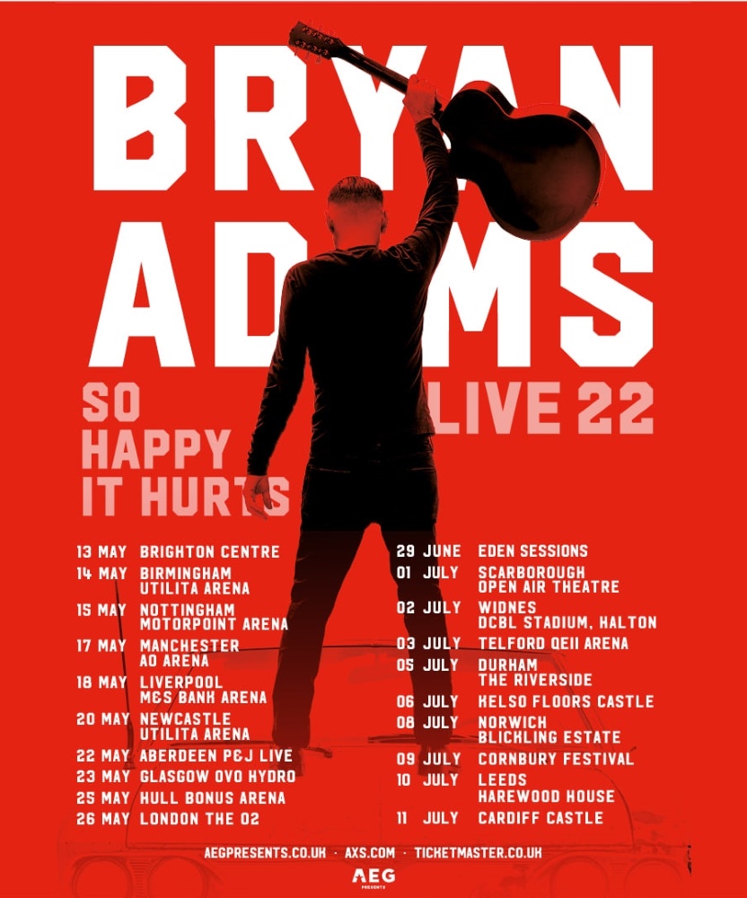 bryan adams tour 2022 song list
