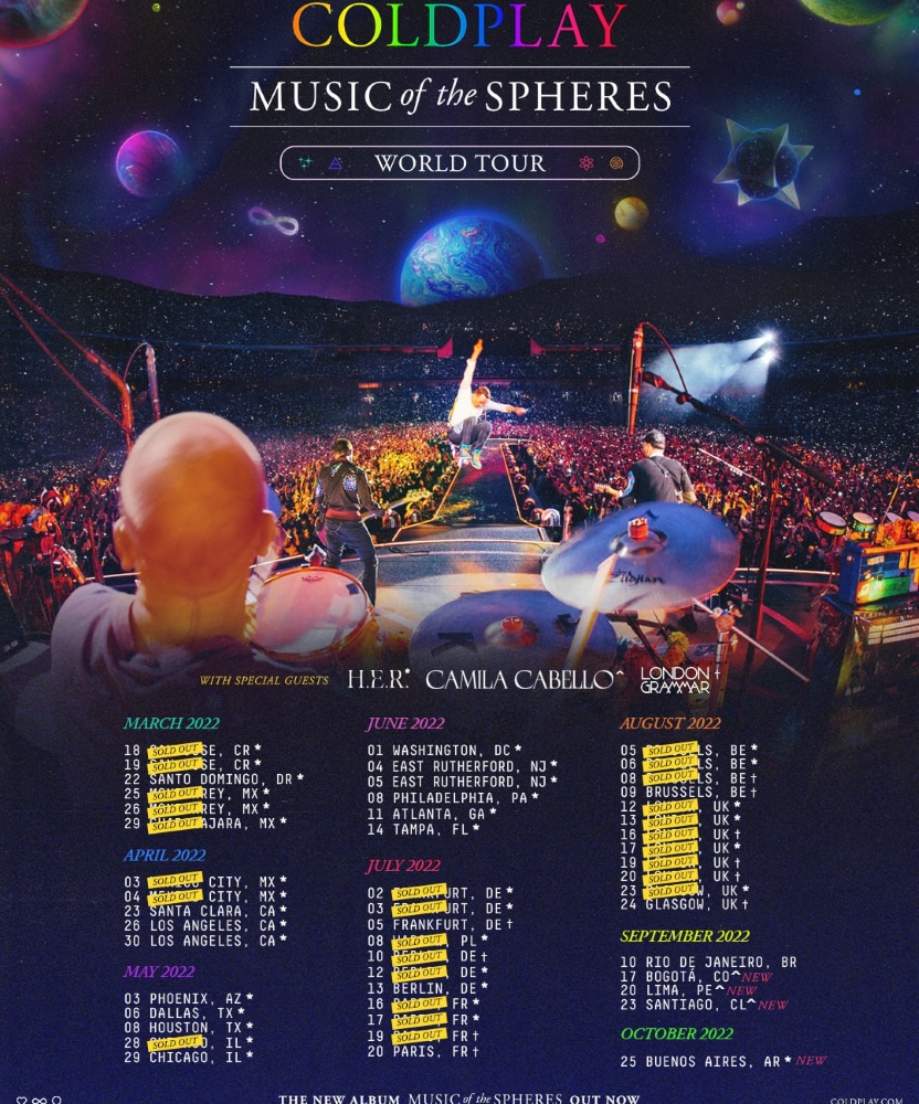 Coldplay Music of the Spheres World Tour 13 August 2022 Wembley