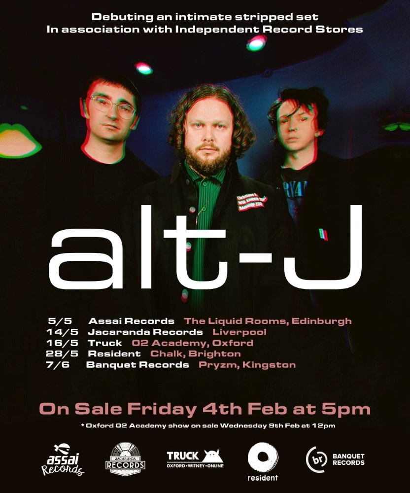 altJ UK Tour 2022 14 May 2022 Phase One Event/Gig details