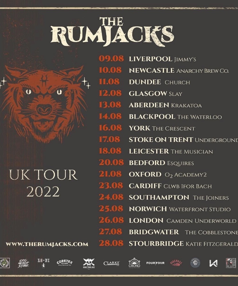 The Rumjacks UK Tour 2022 14 August 2022 The Waterloo Music Bar Event/Gig details