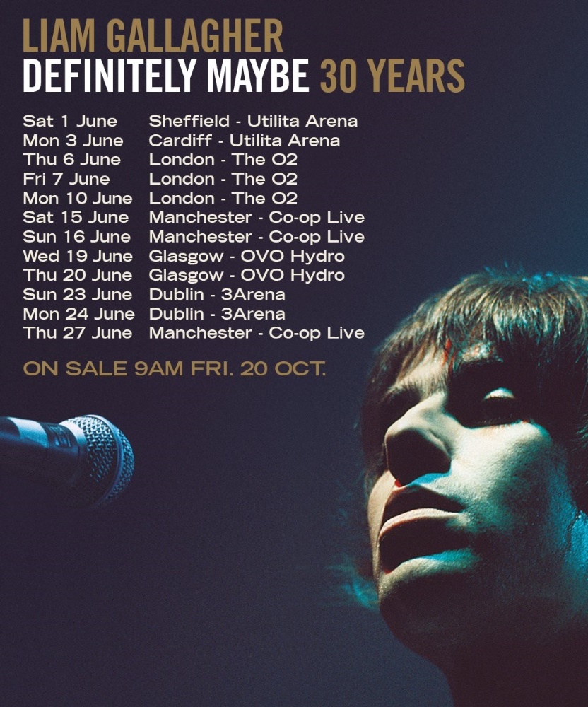 Liam Gallagher Definitely Maybe 30th Anniversary Tour 16 June 2024 Co Op Live Event Gig