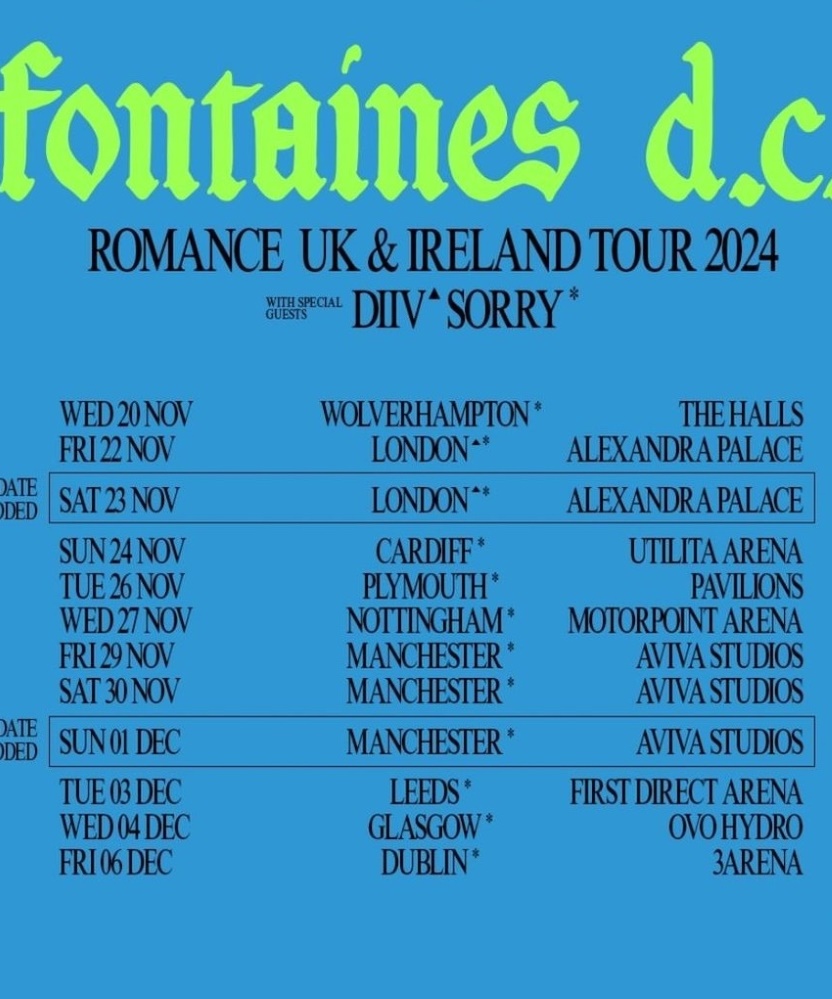 Fontaines D.C. Romance UK & Ireland Tour 2024 30 November 2024 Aviva Studios Event/Gig