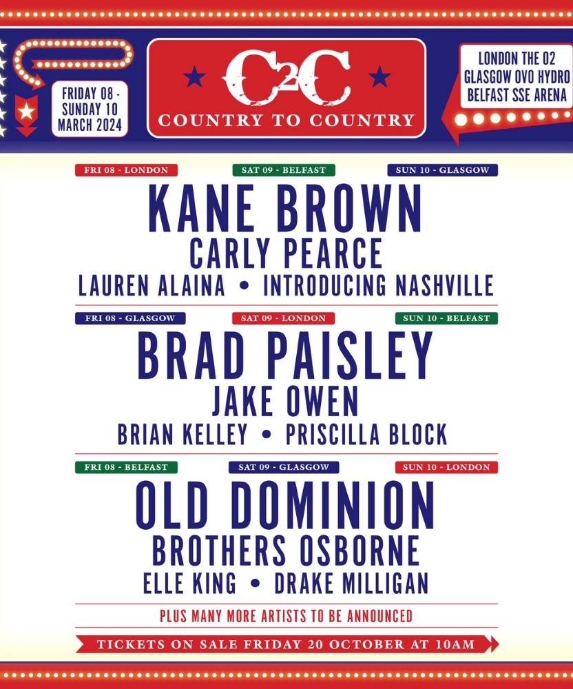 C2C Country to Country C2C 2024 10 March 2024 The SSE Arena Event/Gig details & tickets