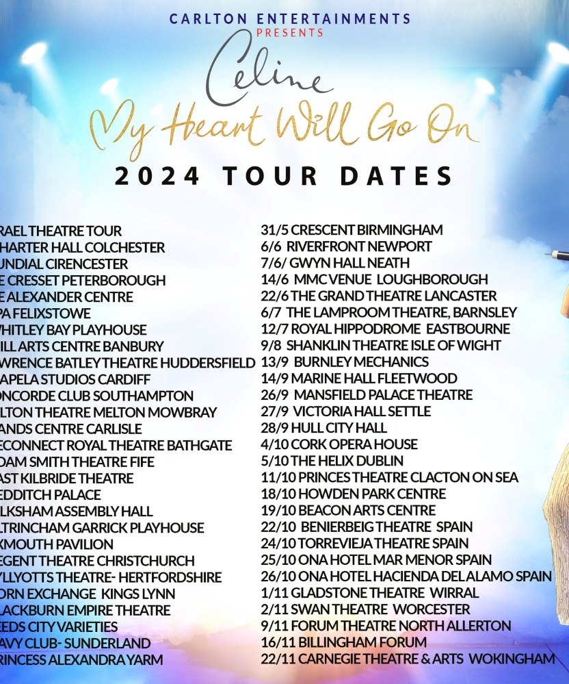 Celine My Heart Will Go On 2024 UK Tour 27 January 2024 Charter