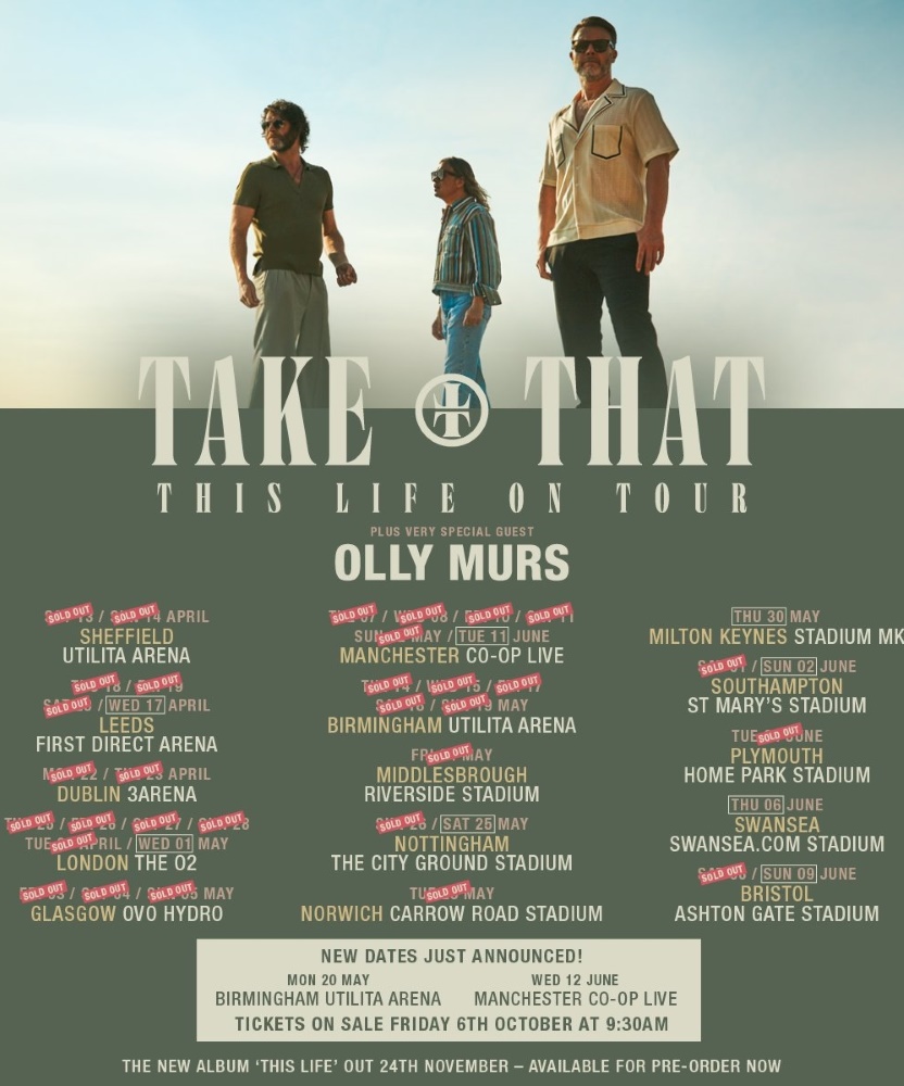 Take That - This Life On Tour - 12 June 2024 - Co-op Live - Event/Gig ...