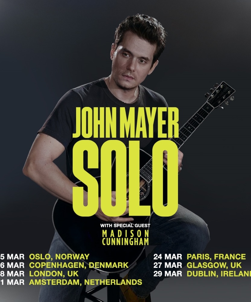 John Mayer 2023 UK & EU Solo Tour 29 March 2024 3Arena Dublin
