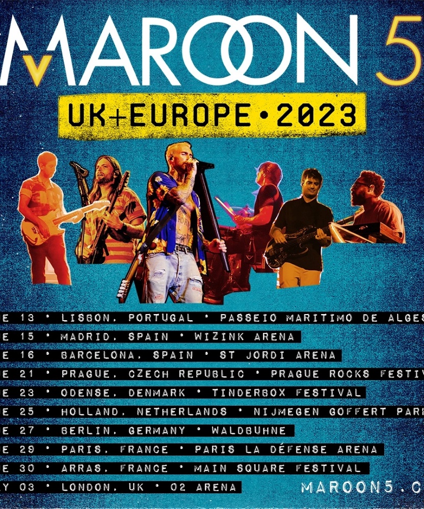 Maroon 5 - UK & Europe 2023 - 03 July 2023 - The O2 - Event/Gig details ...