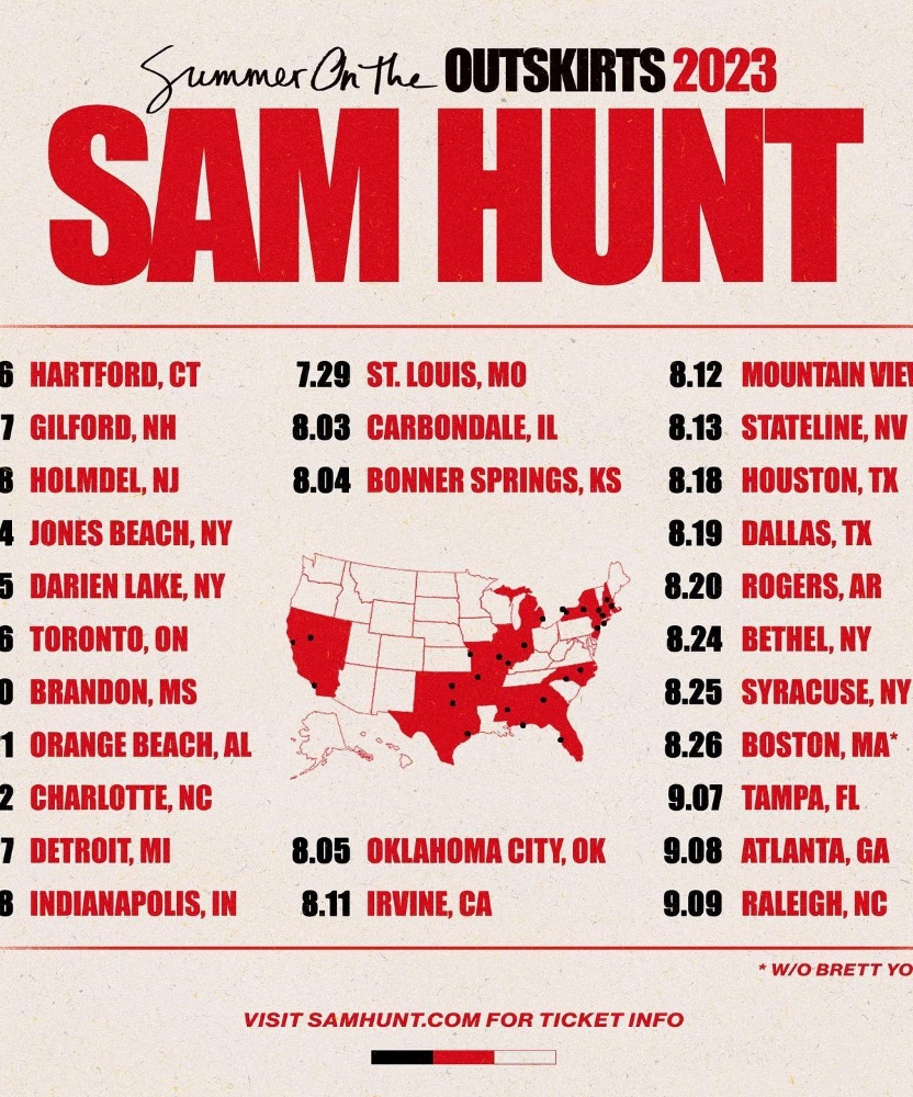 Sam Hunt Summer On The Outskirts Tour 08 September 2023 Ameris