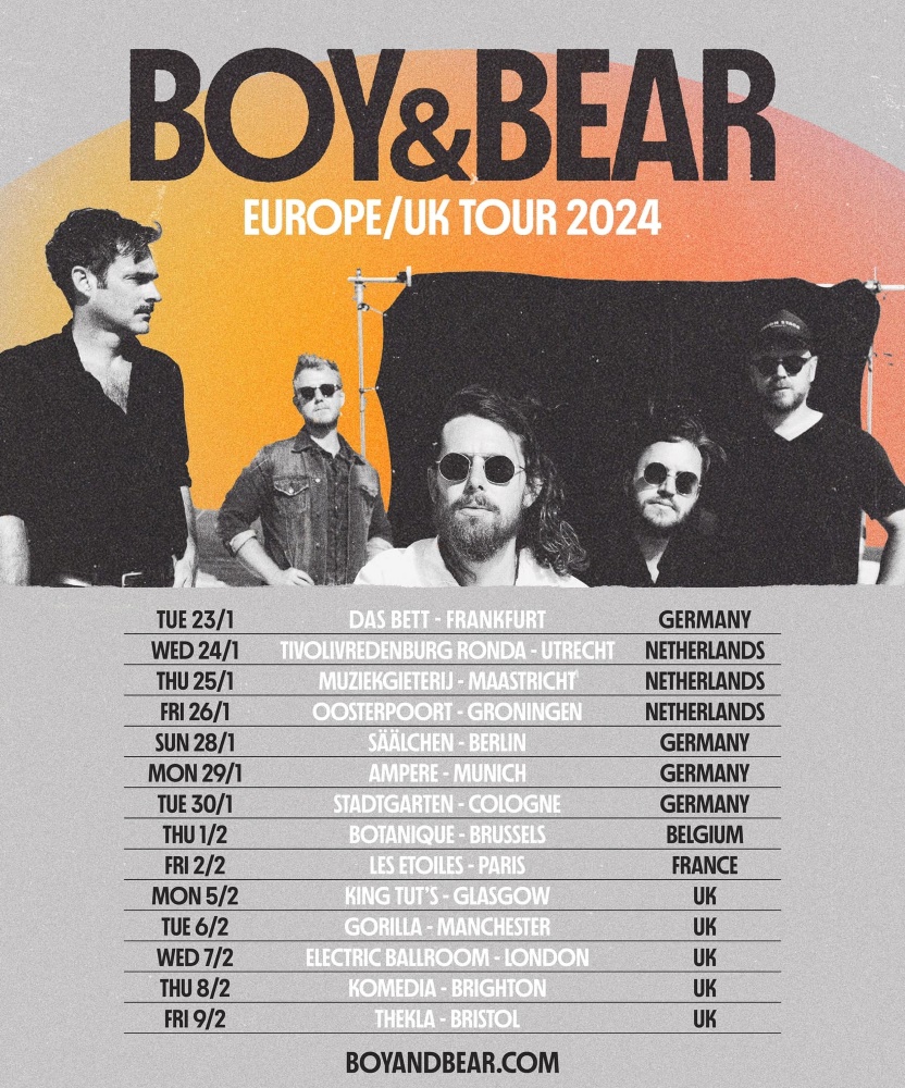 Boy & Bear Europe & UK Tour 2024 02 February 2024 Les Étoiles Event/Gig details