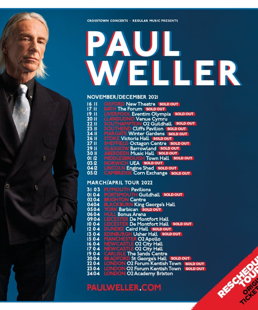 Paul Weller March/April Tour 2022 31 March 2022 Plymouth