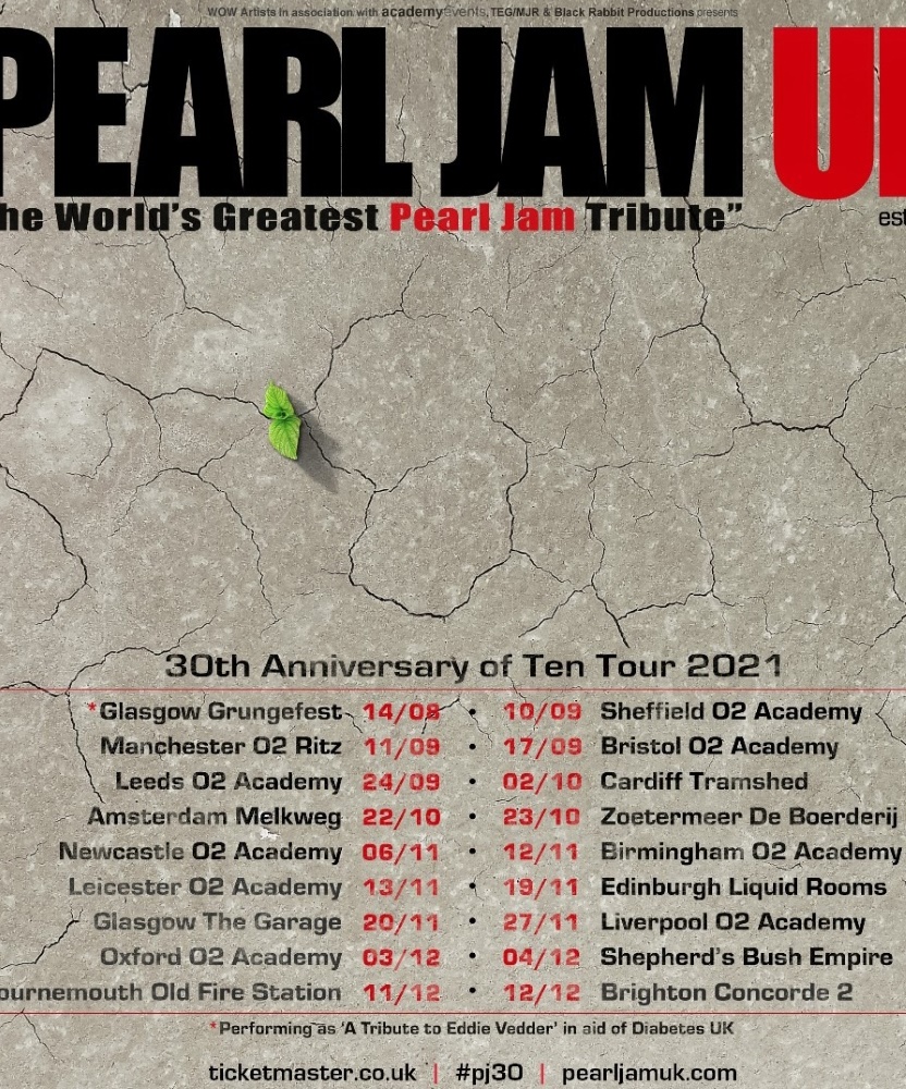 Pearl Jam UK 30th Anniversary of Ten Tour 2021 22 October 2021